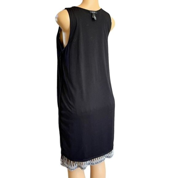 Alfani Black White Women's Sleeveless Dress Shift Embroidered Sheer Overlay - Picture 7 of 9